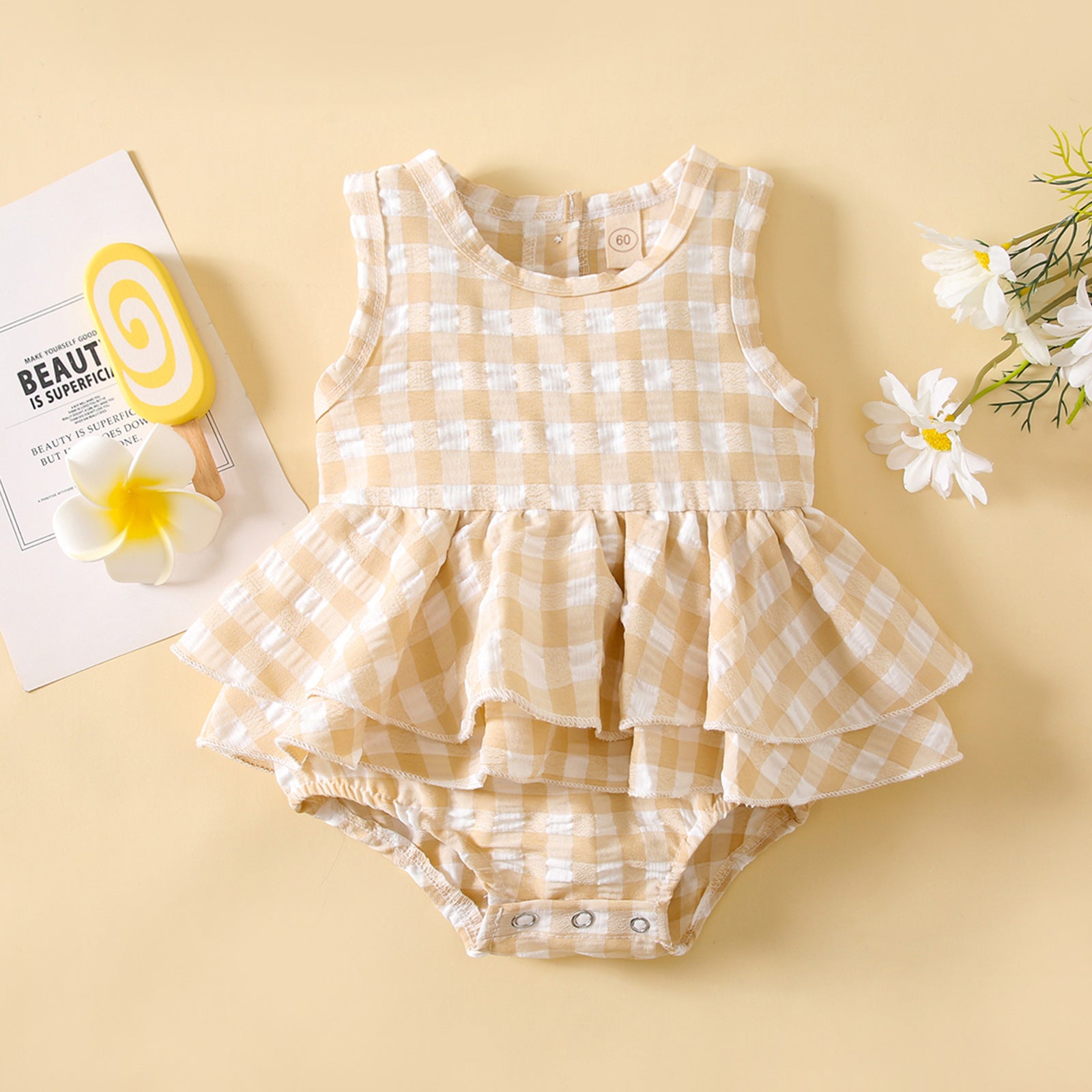 Summer Sleeveless Plaid Gown