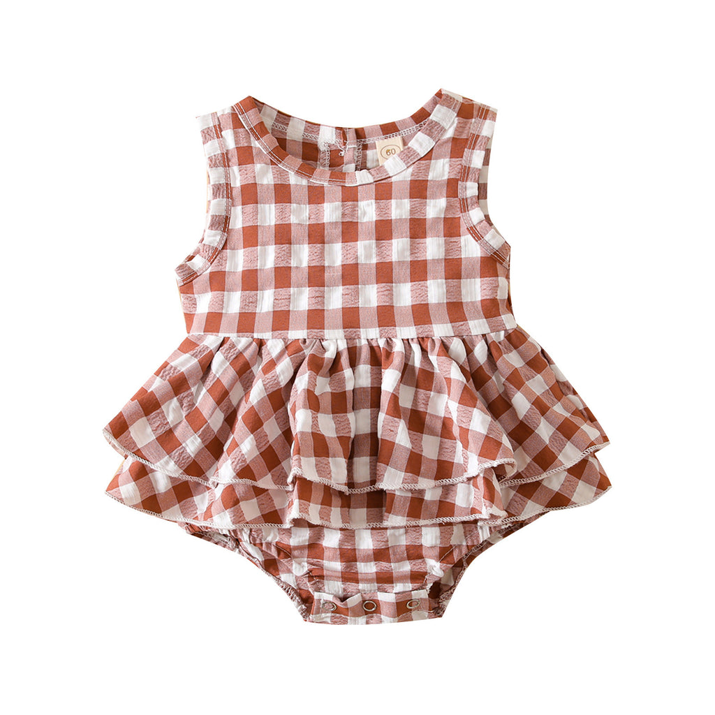 Summer Sleeveless Plaid Gown