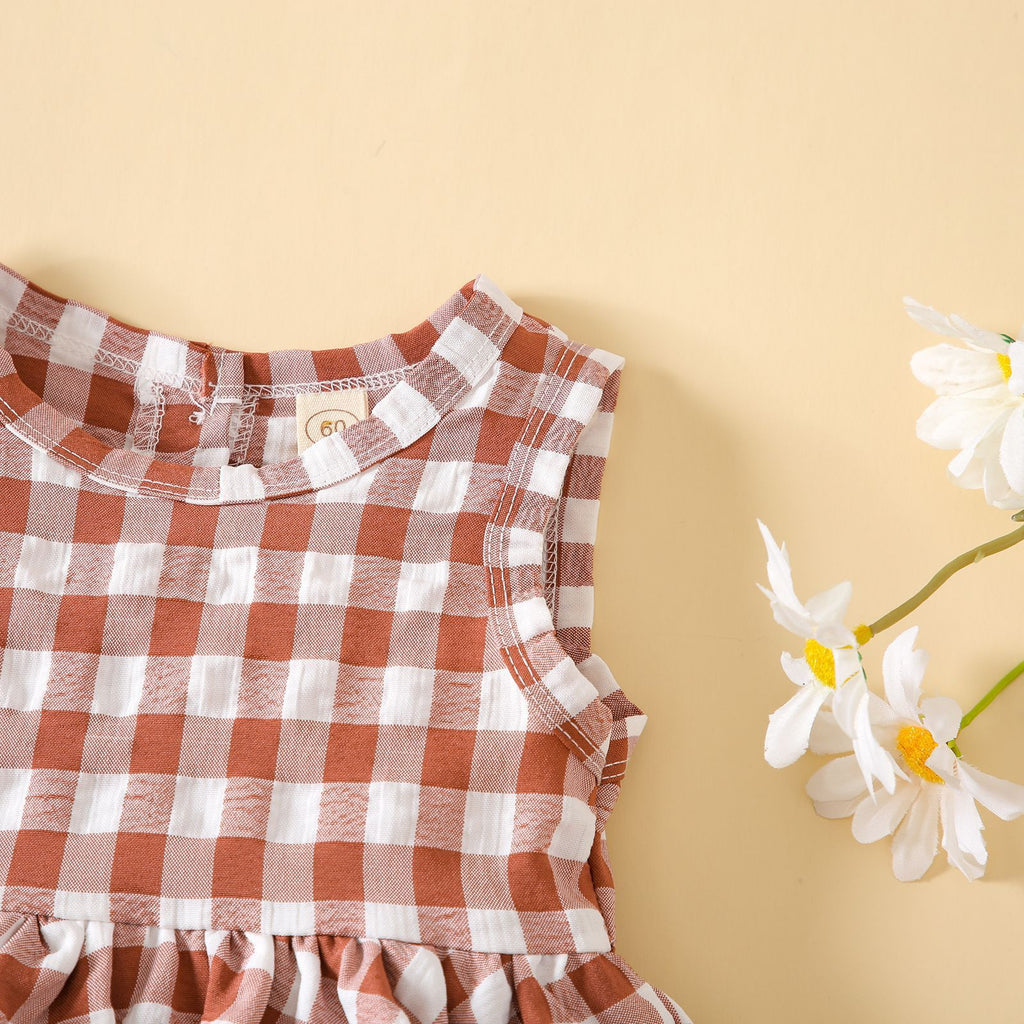 Summer Sleeveless Plaid Gown