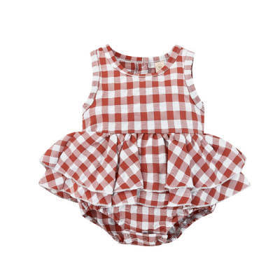 Summer Sleeveless Plaid Gown