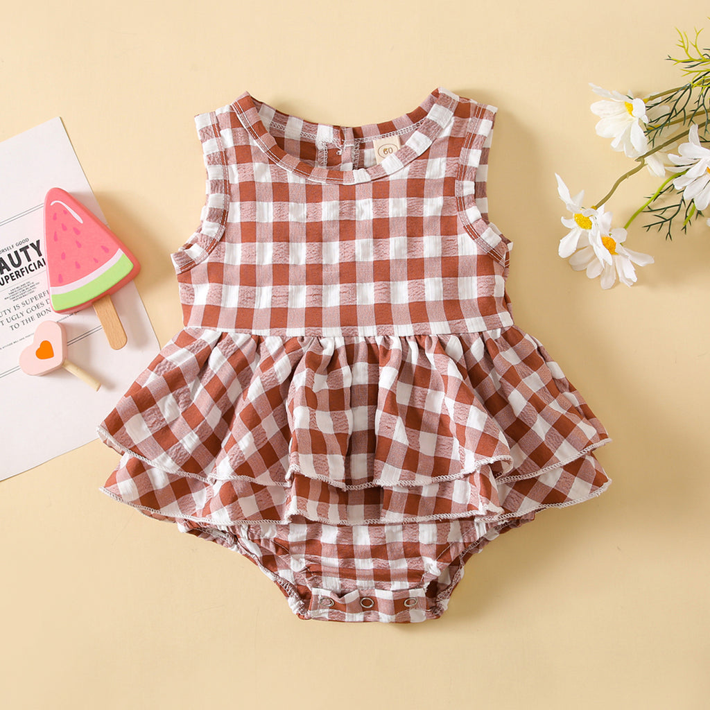 Summer Sleeveless Plaid Gown