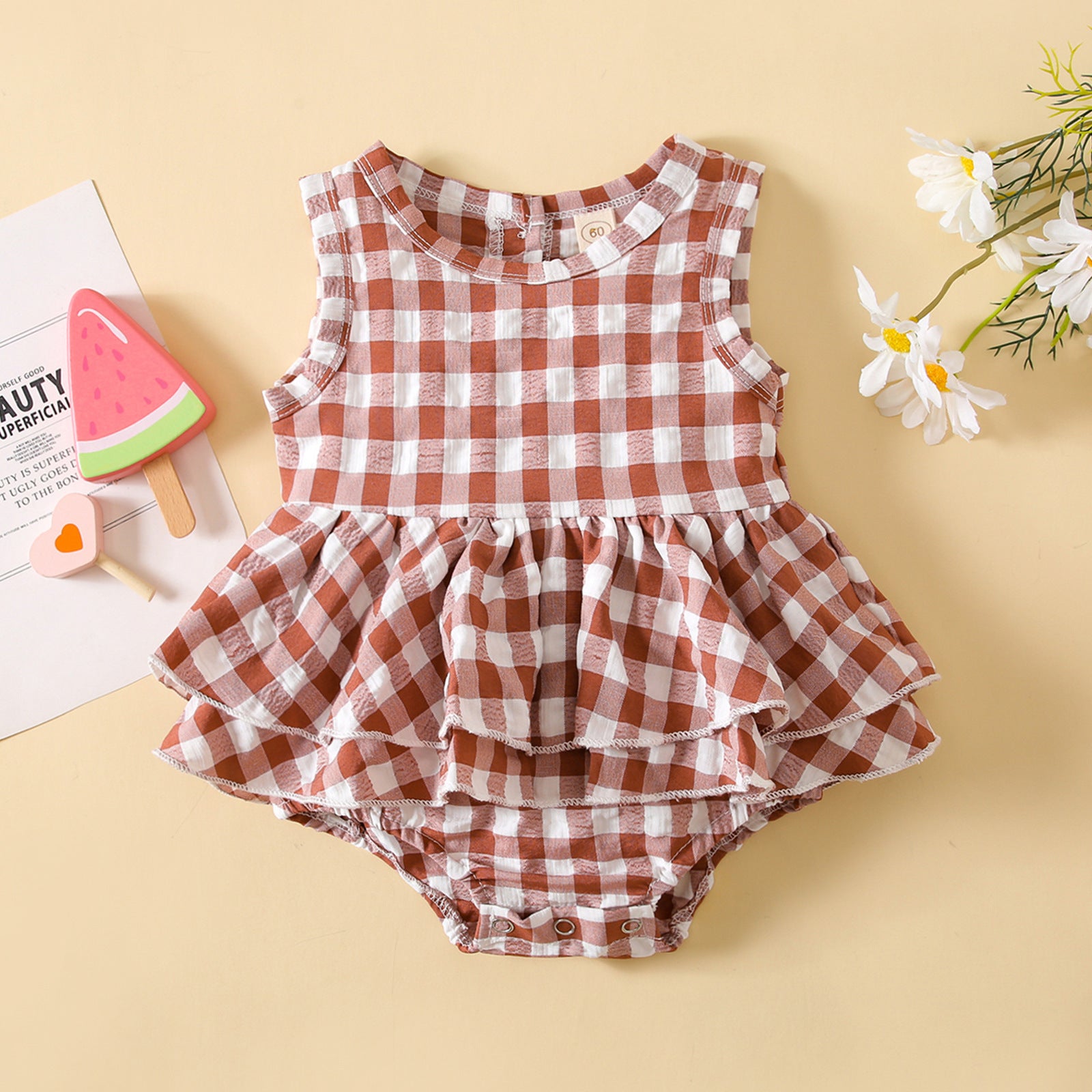 Summer Sleeveless Plaid Gown